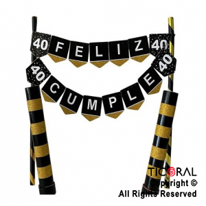 SET MINI BANDERINES F/C 40 AOS CON 2 BENGALAS X 1